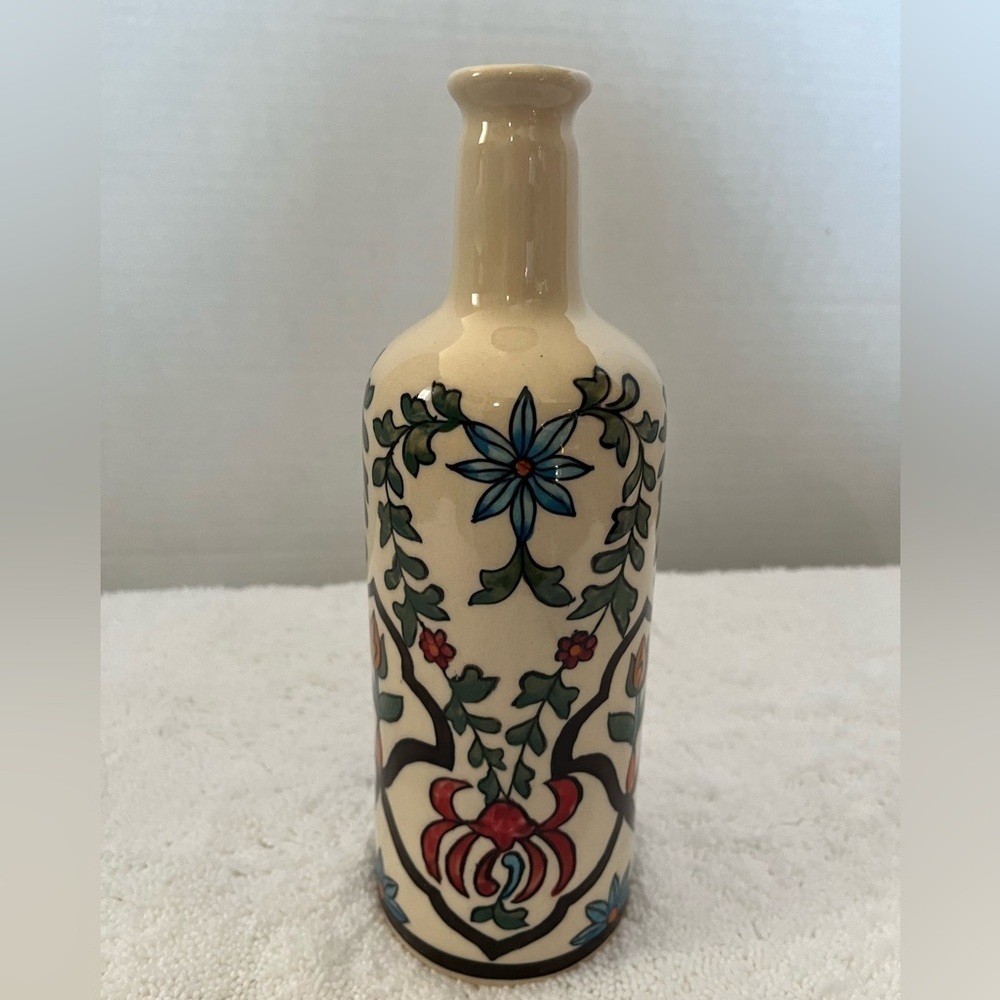 (No Brand on Vase) Boho Floral Painted Vase-Preowned, EUC, No Chips or Cracks
